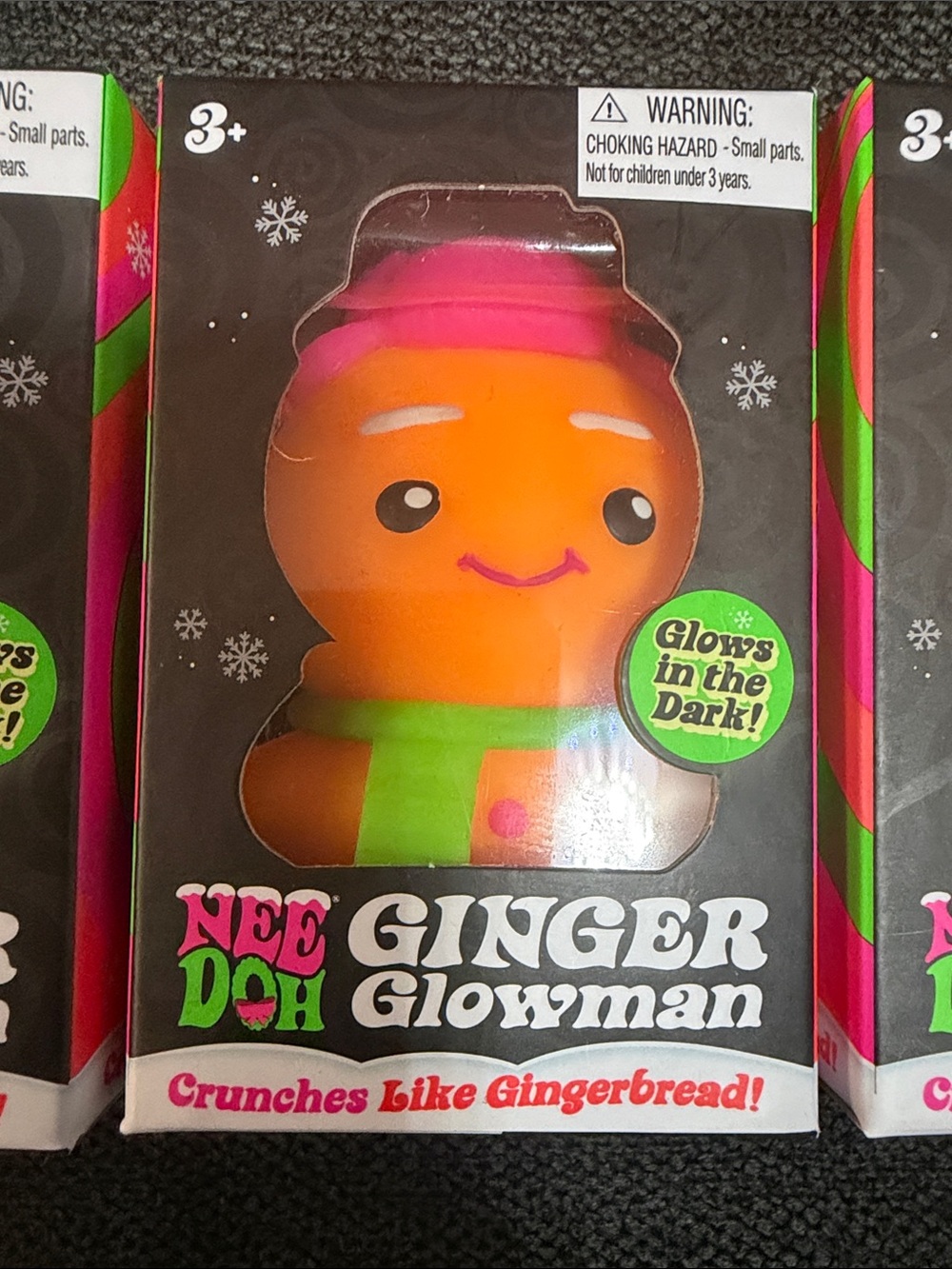 NeeDoh ULTRA RARE Ginger Glowman Squishmas Toy Orange with Pink, Green & Purple - Picture 3 of 10